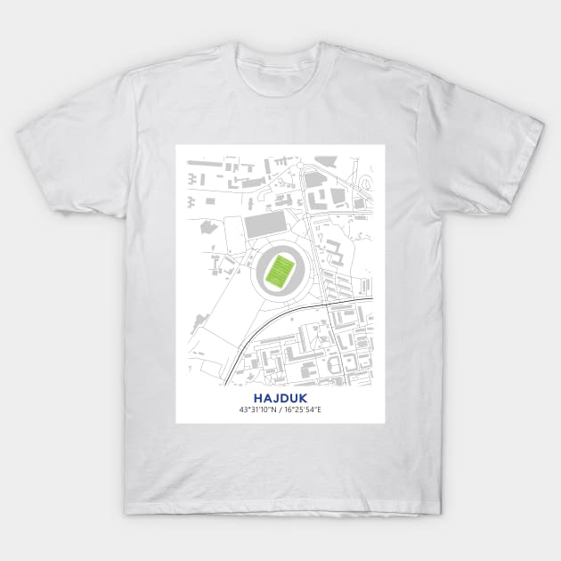 Stadion Poljud Map Design T-Shirt by TopFootballStadiums